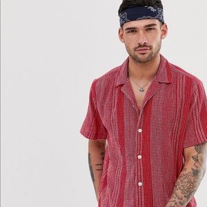 Men Oversized Fit, XS, Red with Stitch Texture